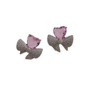 1 Pair Sweet Bow Knot Inlay Alloy Rhinestones Ear Studs main image 5