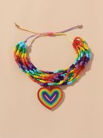 Cute Beach Sweet Heart Shape Plastic Beaded Drawstring Women's Drawstring Bracelets sku image 1