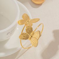 Simple Style Butterfly Stainless Steel Plating Titanium Steel 18k Gold Plated Bangle main image 2