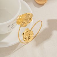 Ig Style Sunflower Stainless Steel Plating 18k Gold Plated Bangle main image 3