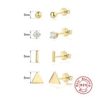 1 Set Simple Style Solid Color Plating Sterling Silver 18k Gold Plated Ear Studs main image 1