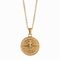 201 Stainless Steel 304 Stainless Steel Gold Plated Casual Hip-Hop Classic Style Plating Compass Pendant Necklace main image 4