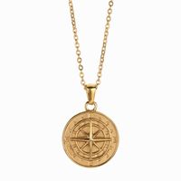 201 Stainless Steel 304 Stainless Steel Gold Plated Casual Hip-Hop Classic Style Plating Compass Pendant Necklace sku image 3
