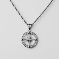 201 Stainless Steel 304 Stainless Steel Gold Plated Casual Hip-Hop Classic Style Plating Compass Pendant Necklace sku image 1