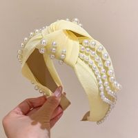 Elegante Forma De U Color Sólido Tela Embutido Perlas Artificiales Banda Para El Cabello sku image 2