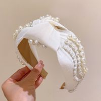 Elegante Forma De U Color Sólido Tela Embutido Perlas Artificiales Banda Para El Cabello sku image 6