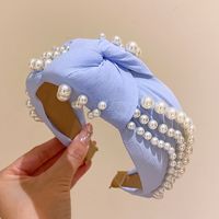 Elegant U Shape Solid Color Cloth Inlay Artificial Pearls Hair Band sku image 1