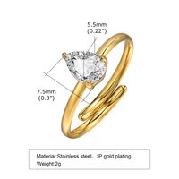 201 Stainless Steel 18K Gold Plated IG Style Simple Style Plating Inlay Solid Color Zircon Open Ring Rings main image 10