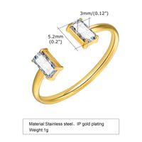 201 Stainless Steel 18K Gold Plated IG Style Simple Style Plating Inlay Solid Color Zircon Open Ring Rings main image 9