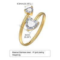 201 Stainless Steel 18K Gold Plated IG Style Simple Style Plating Inlay Solid Color Zircon Open Ring Rings main image 8