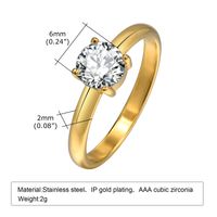 201 Stainless Steel 18K Gold Plated IG Style Simple Style Plating Inlay Solid Color Zircon Open Ring Rings main image 7