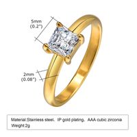 201 Stainless Steel 18K Gold Plated IG Style Simple Style Plating Inlay Solid Color Zircon Open Ring Rings main image 6