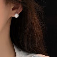 1 Pair Lady Solid Color Freshwater Pearl Sterling Silver Ear Studs main image 2