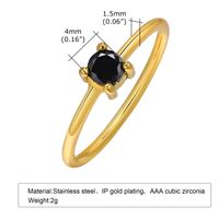 201 Stainless Steel 18K Gold Plated IG Style Simple Style Plating Inlay Solid Color Zircon Open Ring Rings main image 5