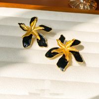 1 Pair Classical Lady Cross Enamel Plating Inlay Copper Ear Studs sku image 195