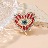 Wholesale Jewelry Streetwear Heart Shape Eye Alloy Artificial Pearls Artificial Diamond Inlay Open Ring main image 2