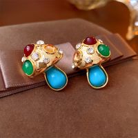 1 Pair Classical Lady Cross Enamel Plating Inlay Copper Ear Studs sku image 306