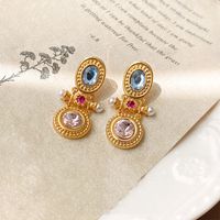 1 Pair Classical Lady Cross Enamel Plating Inlay Copper Ear Studs sku image 307