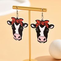 1 Pair Cute Cows Arylic Drop Earrings sku image 1