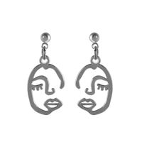 Korean Minimalist Abstract Face Line Earrings Wholesale Nihaojewelry sku image 2