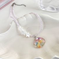 Cute Pentagram Shell Beaded Resin Inlay Artificial Pearls Women's Necklace sku image 1