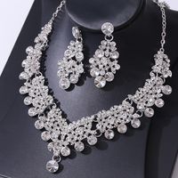Bridal Geometric Alloy Inlay Artificial Crystal Rhinestones Women's Earrings Necklace main image 5