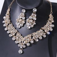 Bridal Geometric Alloy Inlay Artificial Crystal Rhinestones Women's Earrings Necklace main image 4
