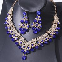 Bridal Geometric Alloy Inlay Artificial Crystal Rhinestones Women's Earrings Necklace main image 6