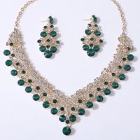 Bridal Geometric Alloy Inlay Artificial Crystal Rhinestones Women's Earrings Necklace main image 2
