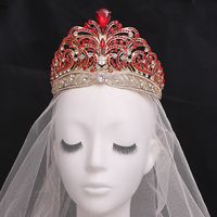 Queen Bridal Crown Alloy Inlay Artificial Crystal Rhinestones Zircon Crown main image 5