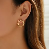 Wholesale Jewelry Retro Solid Color Alloy Gold Plated Plating Ear Studs main image 4