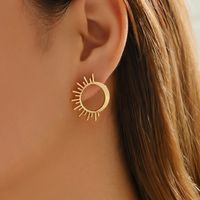 Wholesale Jewelry Retro Solid Color Alloy Gold Plated Plating Ear Studs sku image 1