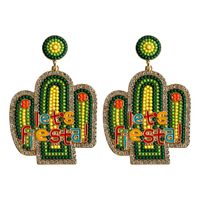 1 Pair Casual Exaggerated Ethnic Style Cactus Inlay Alloy Resin Drop Earrings sku image 5