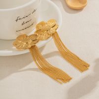 1 Pair Elegant Retro Tassel Flower Plating Stainless Steel 18k Gold Plated Drop Earrings main image 1