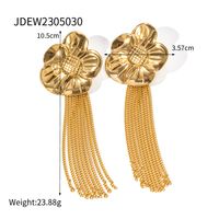 1 Pair Elegant Retro Tassel Flower Plating Stainless Steel 18k Gold Plated Drop Earrings sku image 1