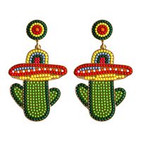 1 Pair Casual Exaggerated Ethnic Style Cactus Inlay Alloy Resin Drop Earrings sku image 1