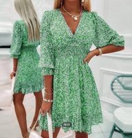 Women's Floral Dress Casual Vacation V Neck Printing 3/4 Length Sleeve Ditsy Floral Knee-length Holiday Daily main image 3