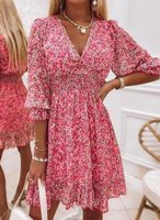 Women's Floral Dress Casual Vacation V Neck Printing 3/4 Length Sleeve Ditsy Floral Knee-length Holiday Daily main image 4