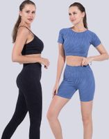Sport Einfarbig Nylon Baumwollmischung Trainings Anzug Yoga-tops Gamaschen main image 6