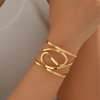 Lady Classic Style Irregular Copper Criss Cross Hollow Out Cuff Bracelets main image 2