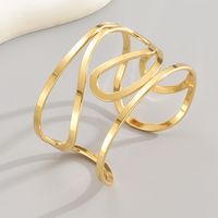 Lady Classic Style Irregular Copper Criss Cross Hollow Out Cuff Bracelets main image 4