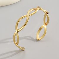 Lady Classic Style Irregular Copper Criss Cross Hollow Out Cuff Bracelets main image 3