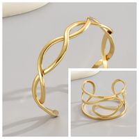 Lady Classic Style Irregular Copper Criss Cross Hollow Out Cuff Bracelets main image 1