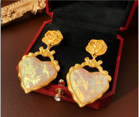 1 Pair Vintage Style Heart Shape Plating Inlay Alloy Resin Drop Earrings sku image 2