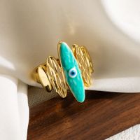 Classic Style Devil's Eye Copper 18k Gold Plated Open Ring In Bulk main image 3