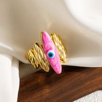 Classic Style Devil's Eye Copper 18k Gold Plated Open Ring In Bulk sku image 8