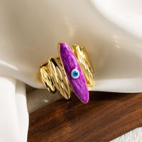Classic Style Devil's Eye Copper 18k Gold Plated Open Ring In Bulk sku image 2