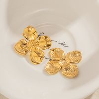 1 Pair Commute Flower Plating Stainless Steel 18k Gold Plated Earrings main image 3