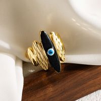 Classic Style Devil's Eye Copper 18k Gold Plated Open Ring In Bulk sku image 7