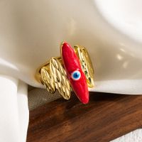 Classic Style Devil's Eye Copper 18k Gold Plated Open Ring In Bulk sku image 5